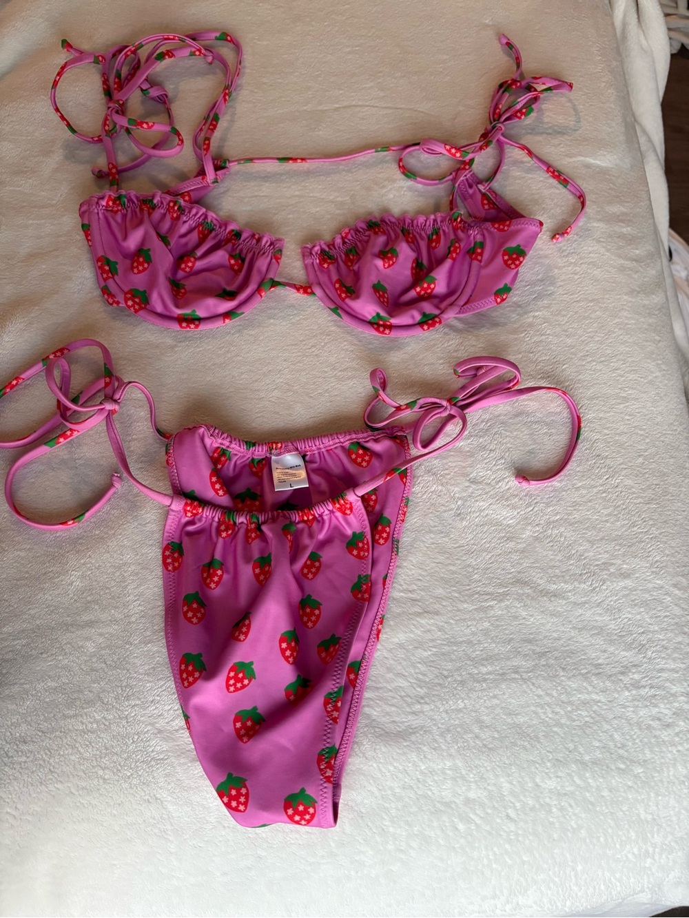 Strawberry Milk Mob Pink Strawberry Print Bikini